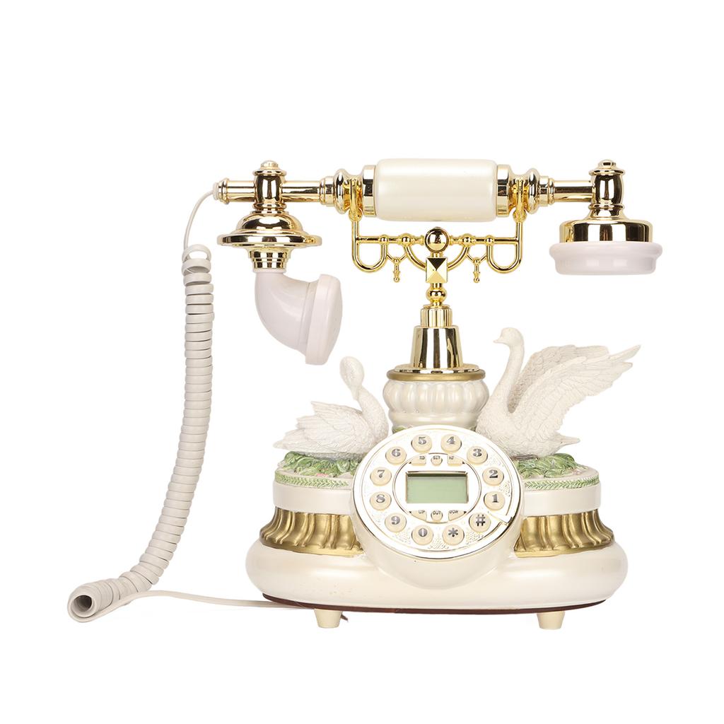 Antikes Telefon, klassisches europäisches altmodisches Drehtelefon, festes digitales Vintage-Festnetztelefon