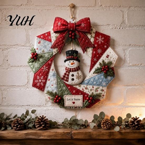 Kreatives handgefertigtes Kranz-Set, Weihnachten Stoff DIY-Kit, Patchwork Anfängerfreundliches Feiertagsbastel-Deko-Set, Dekoration für Haustür, Wanddekoration,