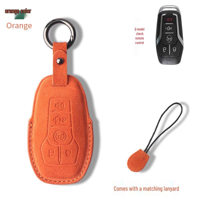 Genuine Leather Key Case for 2017-18 Ford Explorer/Mustang with Suede Buckle