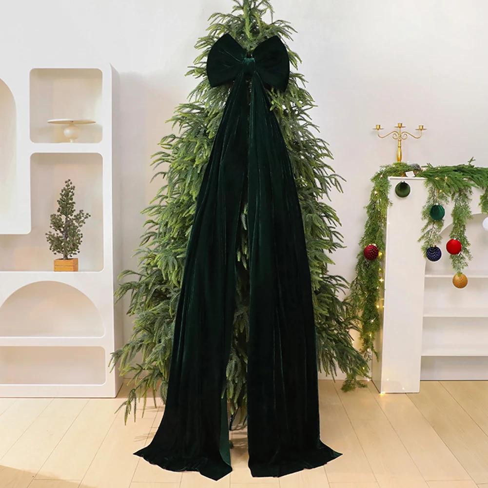 Christmas Plush Bow Decoration For Christmas Trees 15.74*78.74 Inches Outdoor Decorations Large Christmas Tree Top Bow
