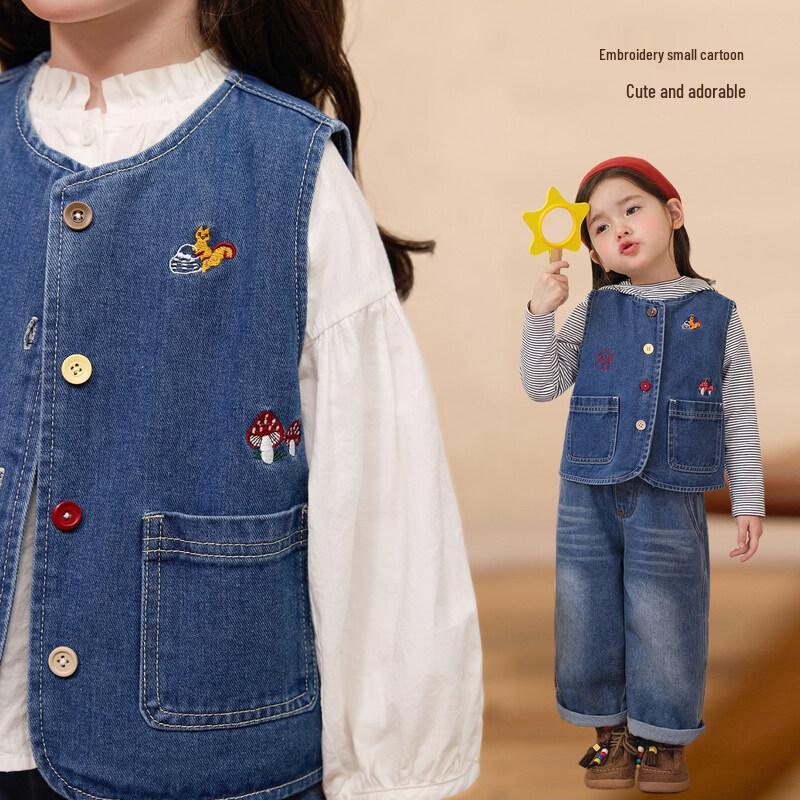 LUSON Baby Girl Fashion Denim Vest
