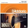 D'Addario Acoustic Guitar Strings EJ10 80/20 Bronze Extra Light .010-.047 Set X 10