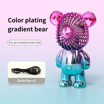 USB Fan Mute Rechargeable Cartoon Violent Strong Wind Bear Mini Electric Table Handheld
