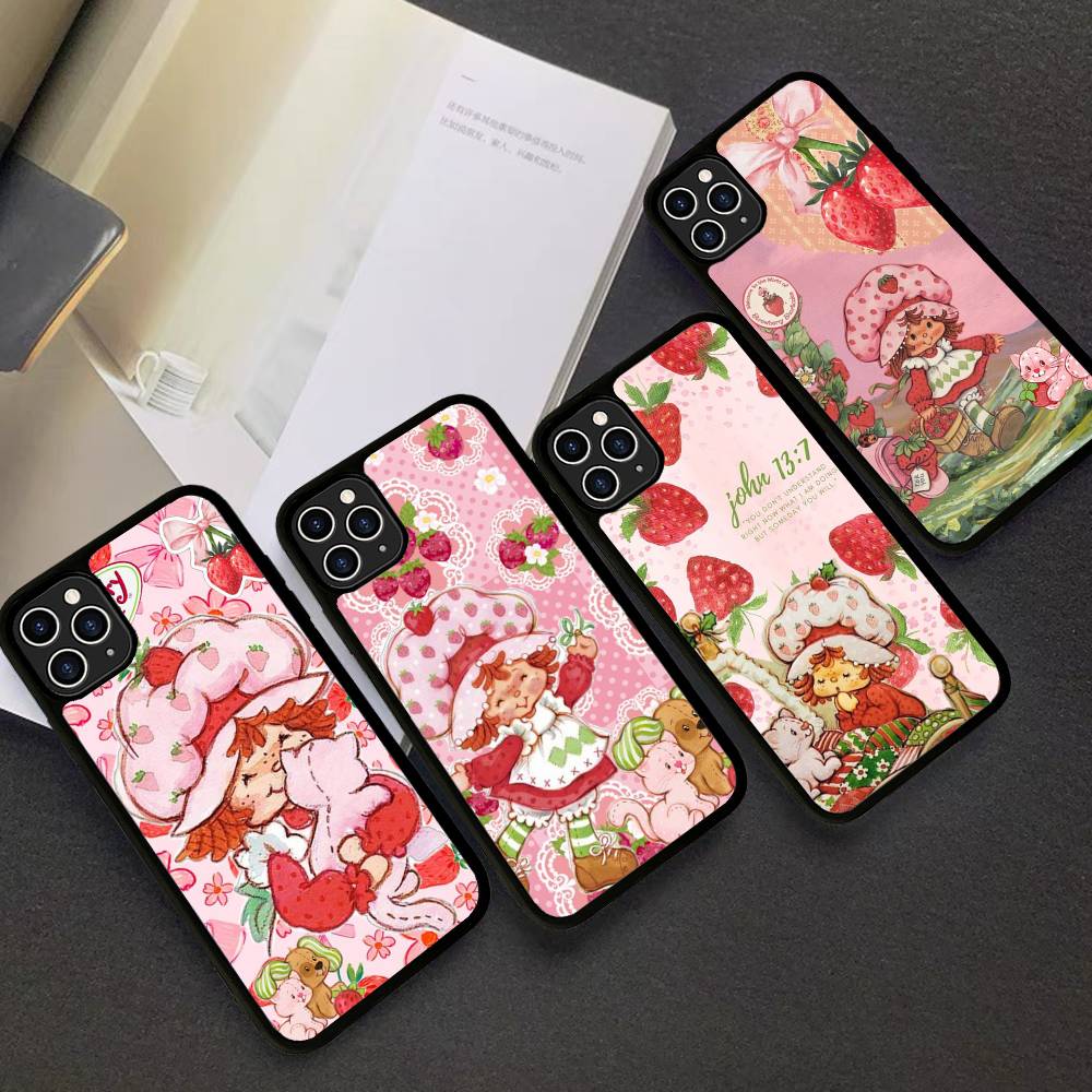 Animated S-Strawberry S-Shortcake Phone Case For IPhone 17 16 Pro Max 11 12 13 14 15 Hard PC+TPU Bracket Back Cover