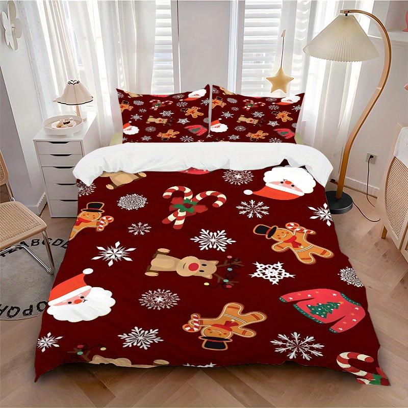 3pcs Christmas Bedding Set, Suitable for Bedroom Decoration, (Includes 1 Duvet Cover And 2 Pillowcases, Quilt Not Included) Yy250822162