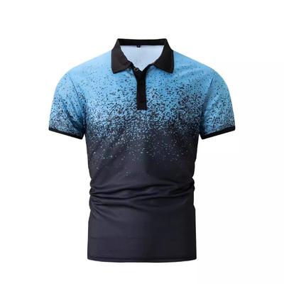 Sommer Herren POLO Farbverlauf Bedruckt Sport Polohemd Batik Schnelltrocknendes Oberteil