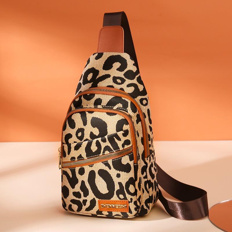 Fashion Leopard Print Soft Leather Women's Chest Bag