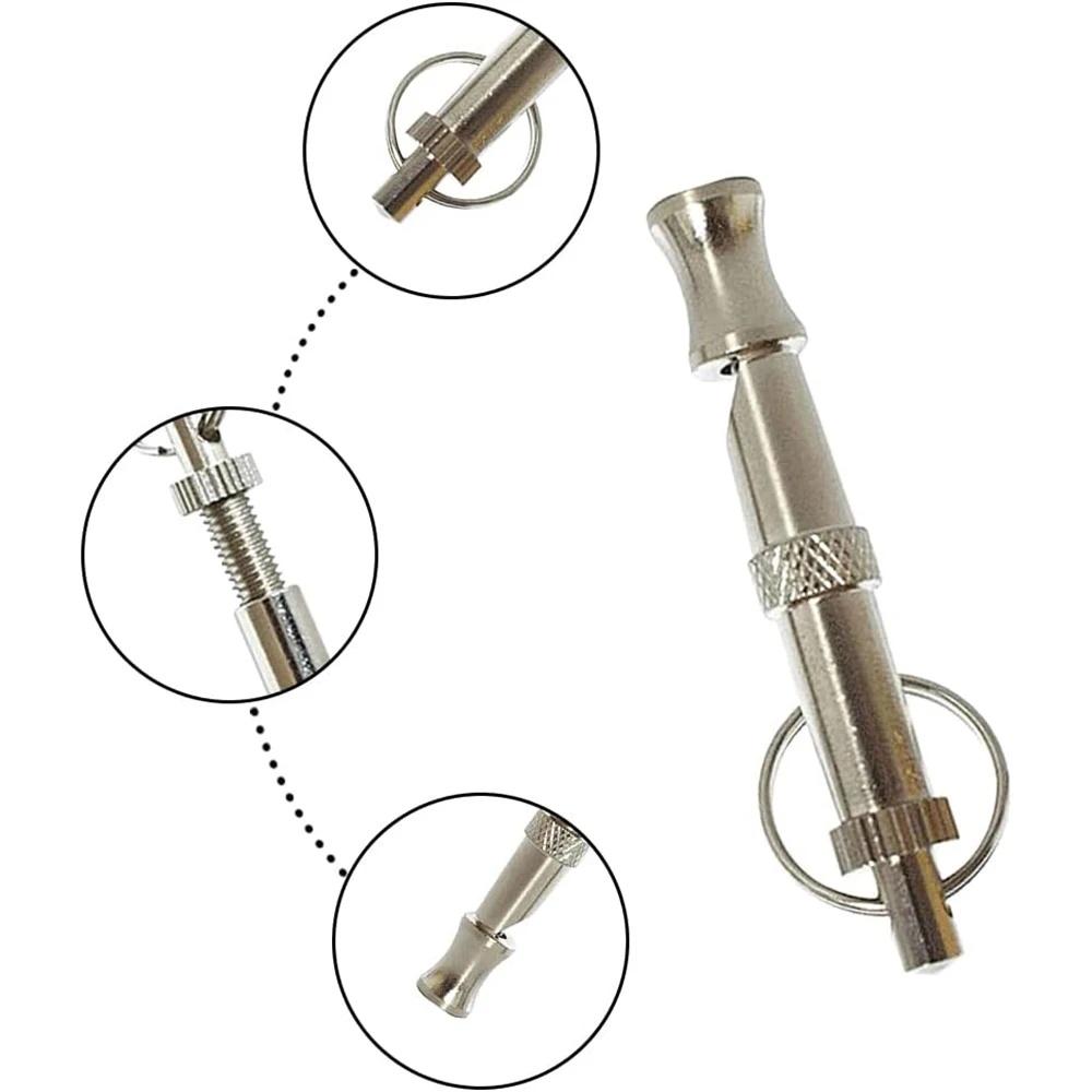 New Stainless Steel Adjustable Ultrasonic Dog Whistle, 1Pc Silent Pet Training Whistle For Recall & Behavior, Silver Portable