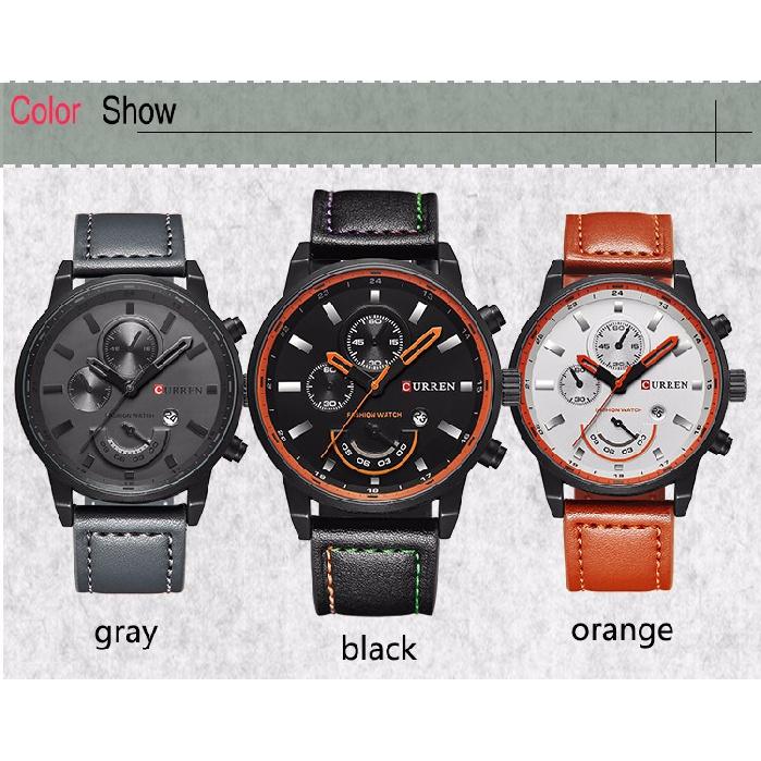 CURREN New 8217 Men's Casual Sports Watch Leather Strap Watch Calendar Watch Men's Watch
