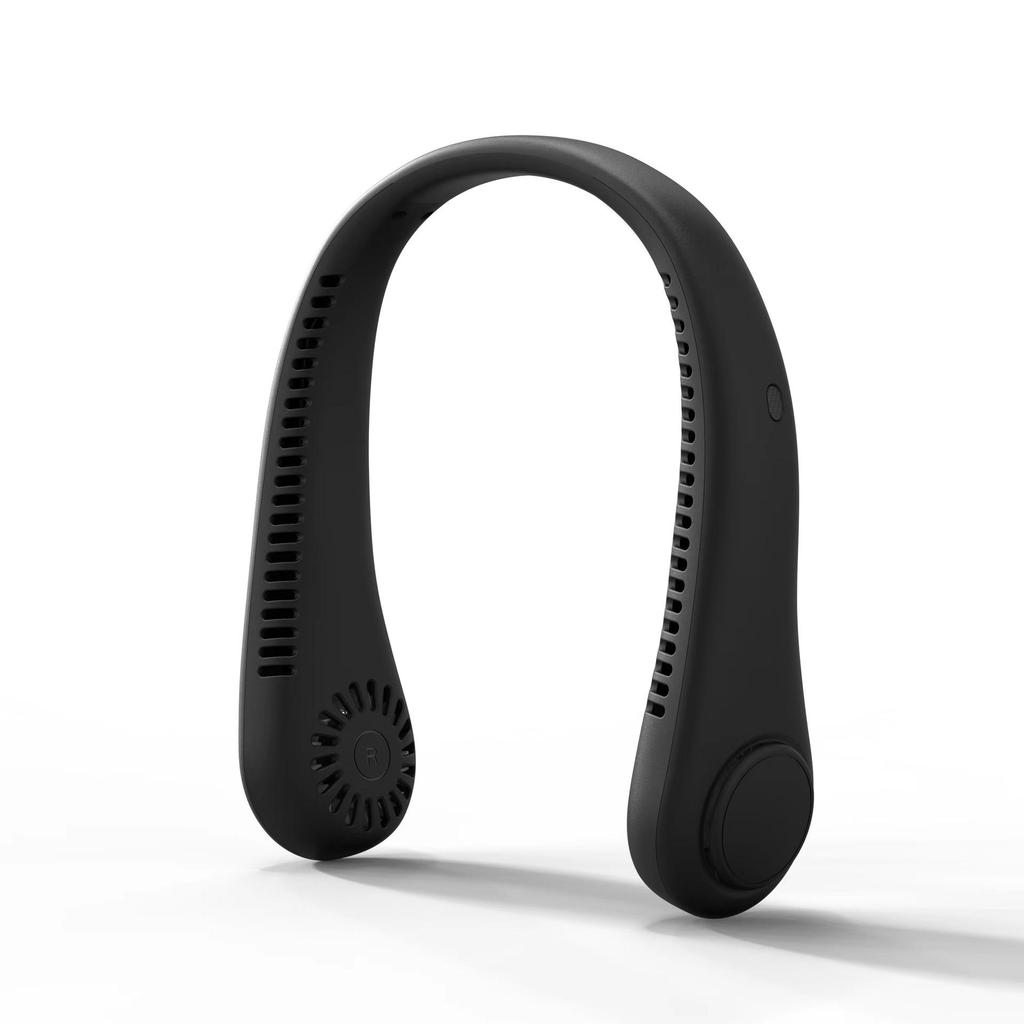 Douyin Popular USB Rechargeable Neck-Hanging Fan - Portable, Silent, Leafless Design for Outdoor Use.
