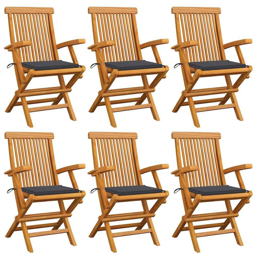 Chaises de jardin avec coussins  lot de 6 Bois teck