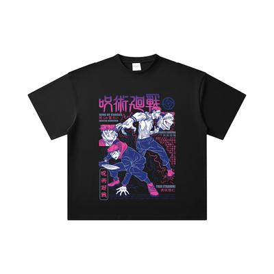 260 GSM Double Yarn 32 Count 100% Cotton Jujutsu Kaisen V34 Yuji Sukuna Print Unisex Heavy Cotton T Shirt