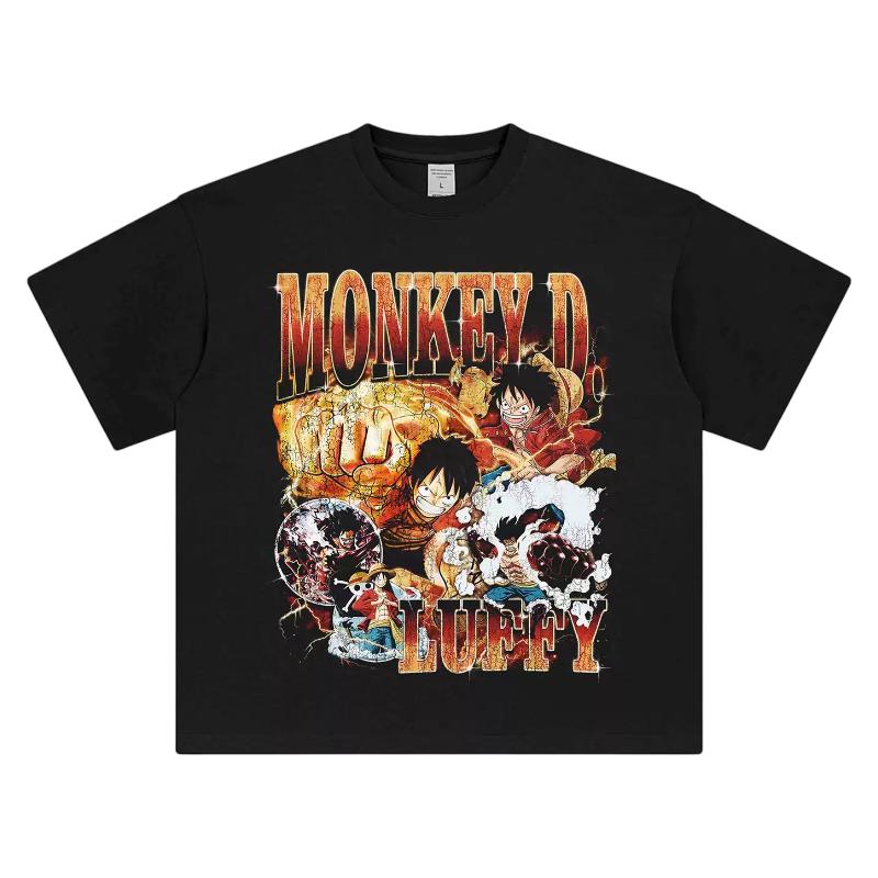 One Piece Monkey D Luffy TShirt Men Women Cyber Y2K 100 Cotton Anime Graphic Tee Casual Streetwear Loose Fit Top S