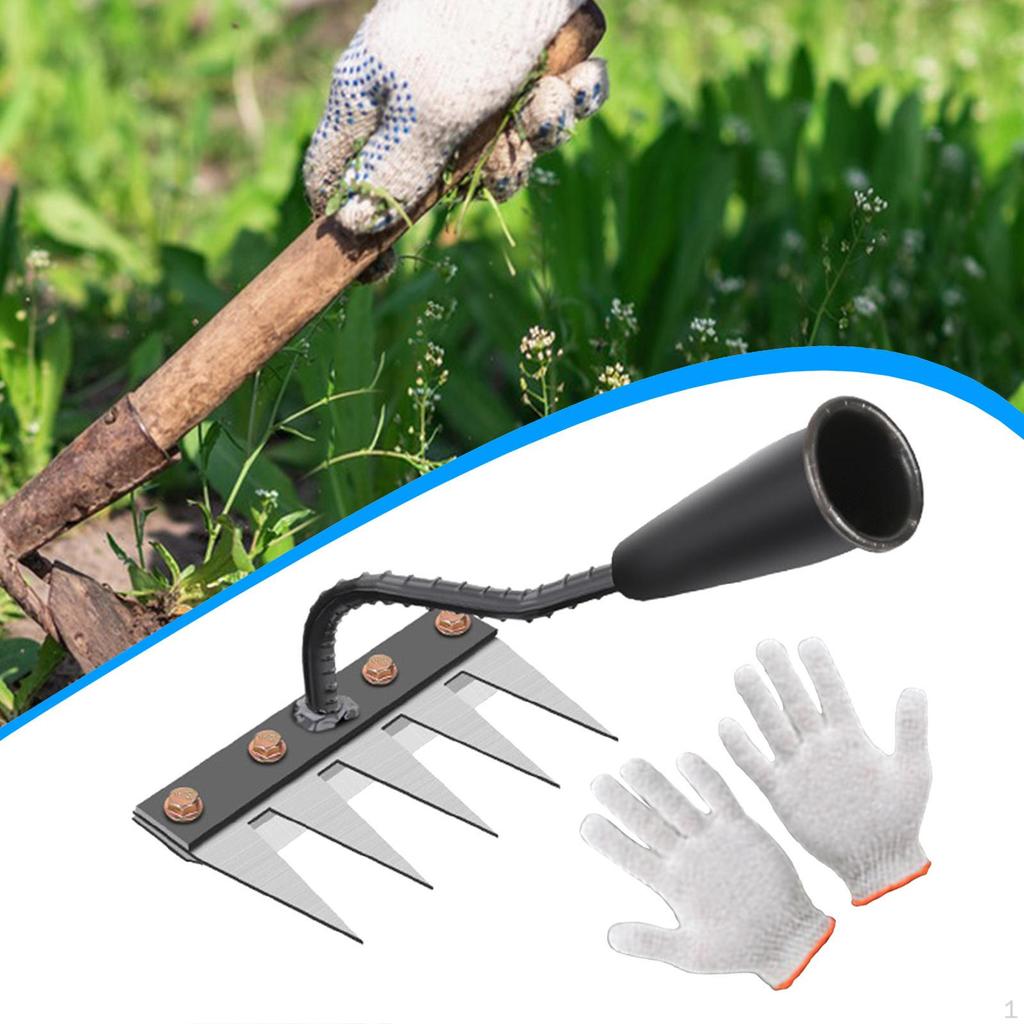 Garden Hoe Weeding Rake Manual Weeder Tool Handheld Hand Heavy Duty Weeds Puller Remover