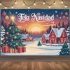 Winter Christmas Background Banner Spanish Christmas Party Decoration Xmas Tree Santa Claus Backdrop Supplies Photography Props