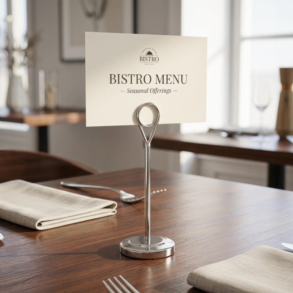 Stainless Steel Table Number Holder Ring Clamp Picture Stand Photo Stands  Hotel Restaurant Home