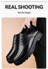 Men's British Style Leather Shoes, 8cm Lift, Thick Sole, Lace-Up, Formal/Casual, Top Layer Cowhide, Soft Sole