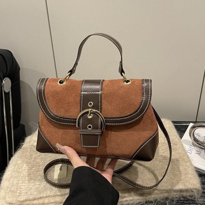 Mittelalterliche Wildleder-Handtasche Damen Herbst und Winter Neu Trendig Mode High-End Kleine Quadratische Tasche Vielseitige Umhängetasche