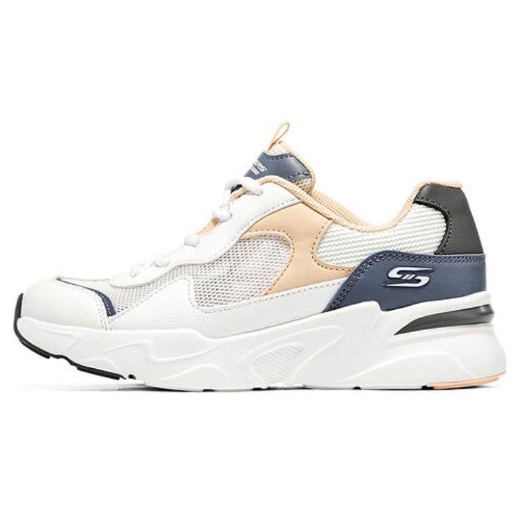 Skechers Женские Повседневные Низкие Кроссовки Бело-Серо-Розовые Амортизирующие Износостойкие 117358-WGYP