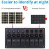 Painel de interruptores de balancim para barco marinho de 8 vias com disjuntores, painel de interruptores LED 12V 24V para barco, trailer, caminhão, acessórios