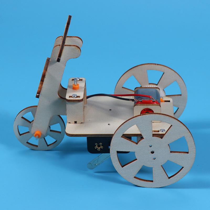 3D Elektrisches Dreirad Montagemodell Holz Handgefertigtes Puzzle Mechanisches Spielzeug zur Verbesserung der Vorstellungskraft