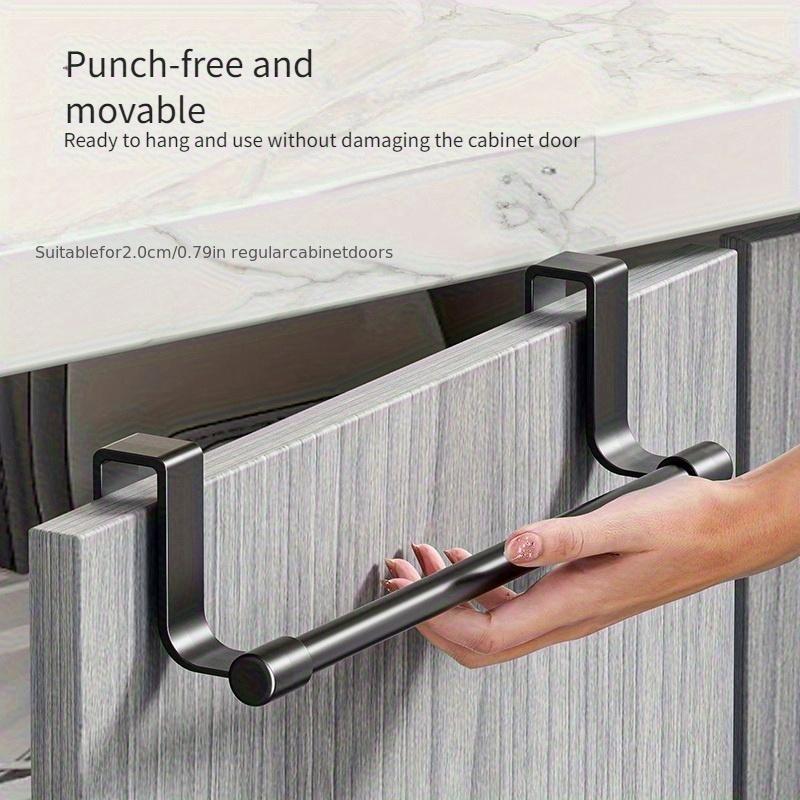 Over-Cabinet Towel Bar, Space-Saving Door-Mounted Organizer. Rust-Resistant Stainless Steel for Kitchen & Bathroom.