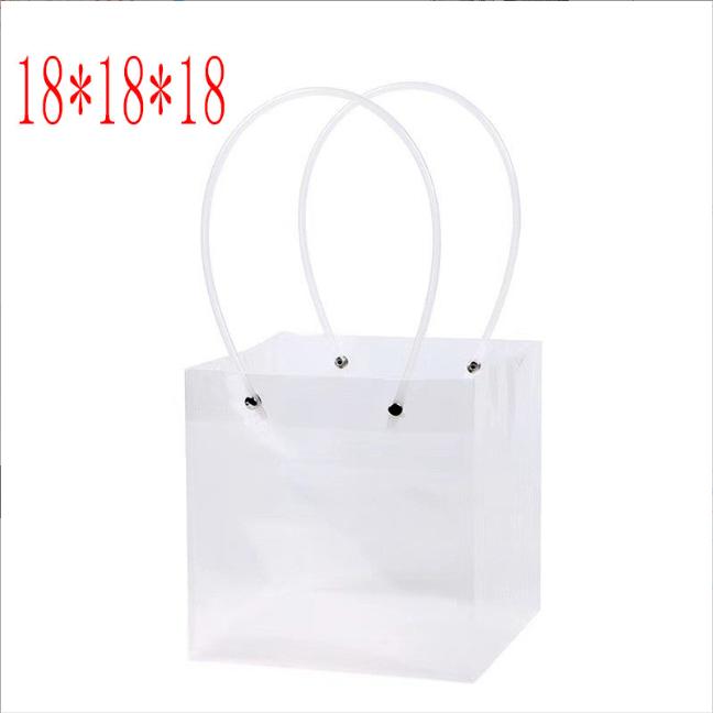 PVC Transparent Square Handbag Qixi Flowers Gift Bag With Hand Gift