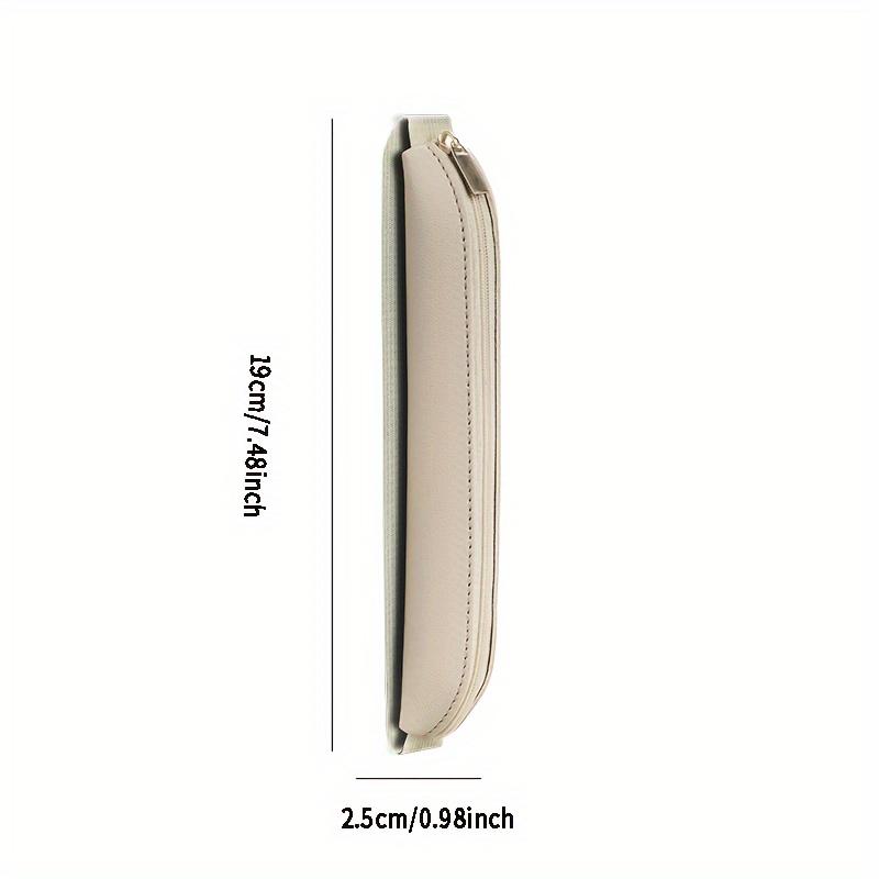 1pc Faux Leather Pen Case with Zipper Portable Elastic Sleeve for Notebooks, Irregular Shape, Daily Office Supplies