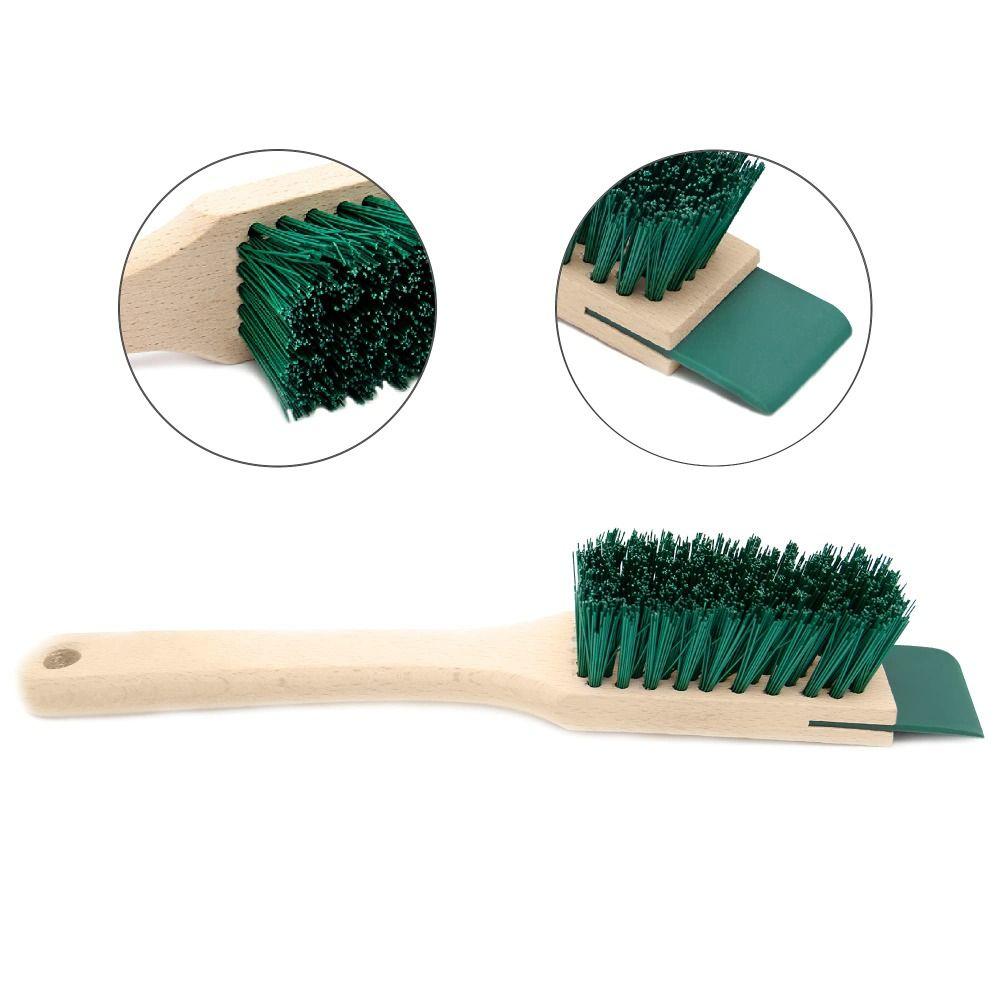 Plastic Garden Tool Brush Wooden Handle Lawn Mower Cleaning Brush Clean Scraper Brush  Gardening