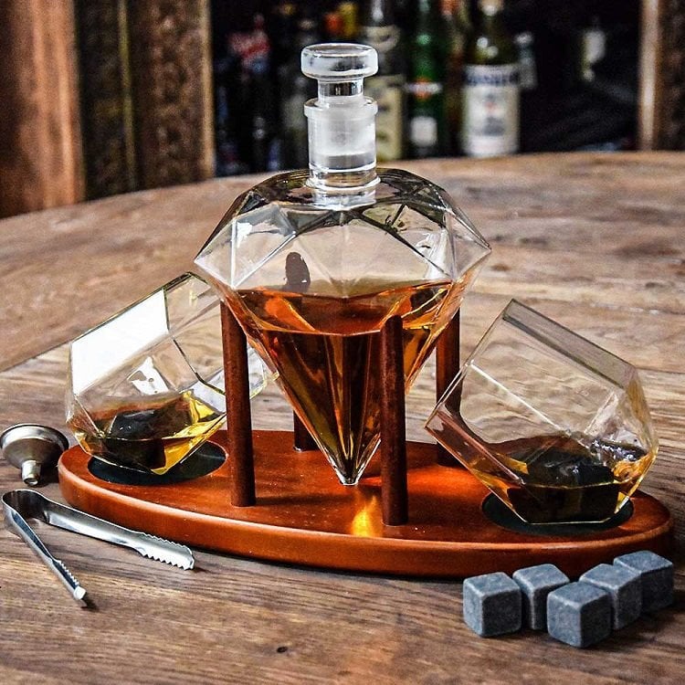 Zestaw karafka do whisky diament kryształowa kamienie zestaw do whisky dla męża