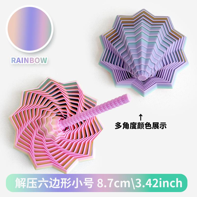 3D Printed Sensory Fidget Hexagon Fractal Star Finger Rotating Spiral Anti Stress Relief Toy Desktop Decompression Radish Tower