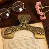 Rustic Desk Decor for Readers Vintage Metal Book Page Holder, with Floral Pattern Design, Hands Free Durable Holder Textbooks Clip, Zinc Alloy