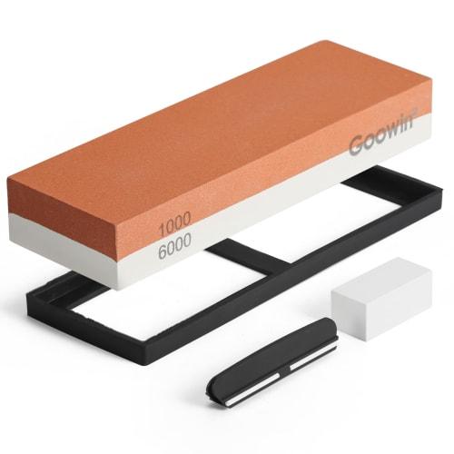 

Goowin Knife Sharpening Stone, Double-Sided Whetstone, Medium Whetstone #1000/Super Finishing Whetstone #6000, with Non-Slip Mat, for Sharpening and S