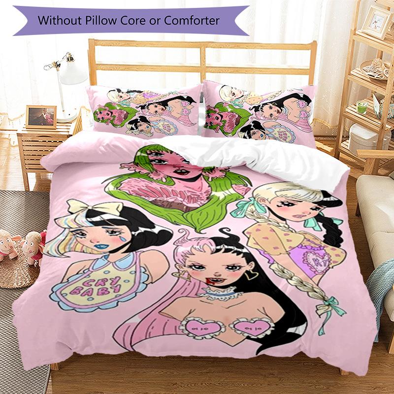 Melanie Martinez 3pcs Bedding Set Duvet Cover Closure Includes 1 Duvet Cover & 2 Pillowcases for All Seasons Bedroom Home Dorm Decor