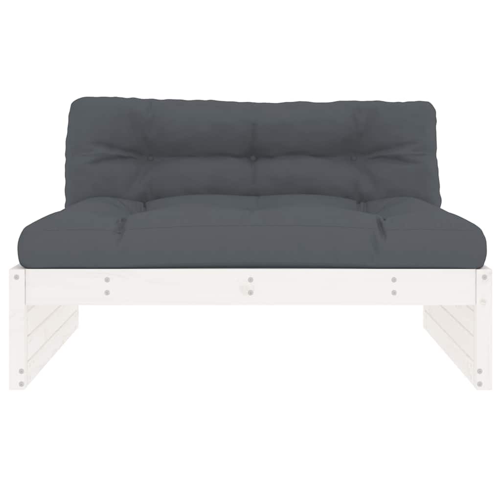 Mid Section Sofa White 120x80 cm Solid Pine Wood