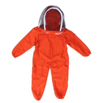 One Piece Beekeeping Suit with Veil Hood Children Kids Beekeeping Protective Clothes(Orange L)