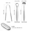 Oral Tongue Coating Cleaner Tongue Scraper 3Pcs Tongue Scrubber for Adults Kids Medical Grade Metal