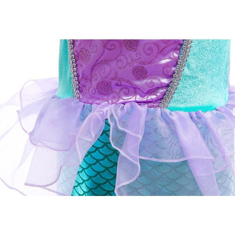 Little Girls Mermaid Sequin Wing Dress Princess Gown Stage Performance Costume