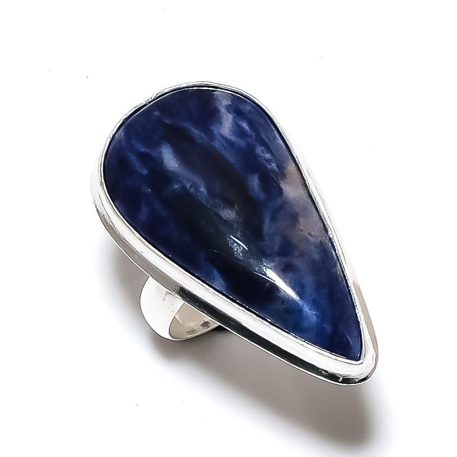 Sodalite Gemstone Handmade 925 Sterling Silver Gift Jewelry Ring Size 7 H4w49