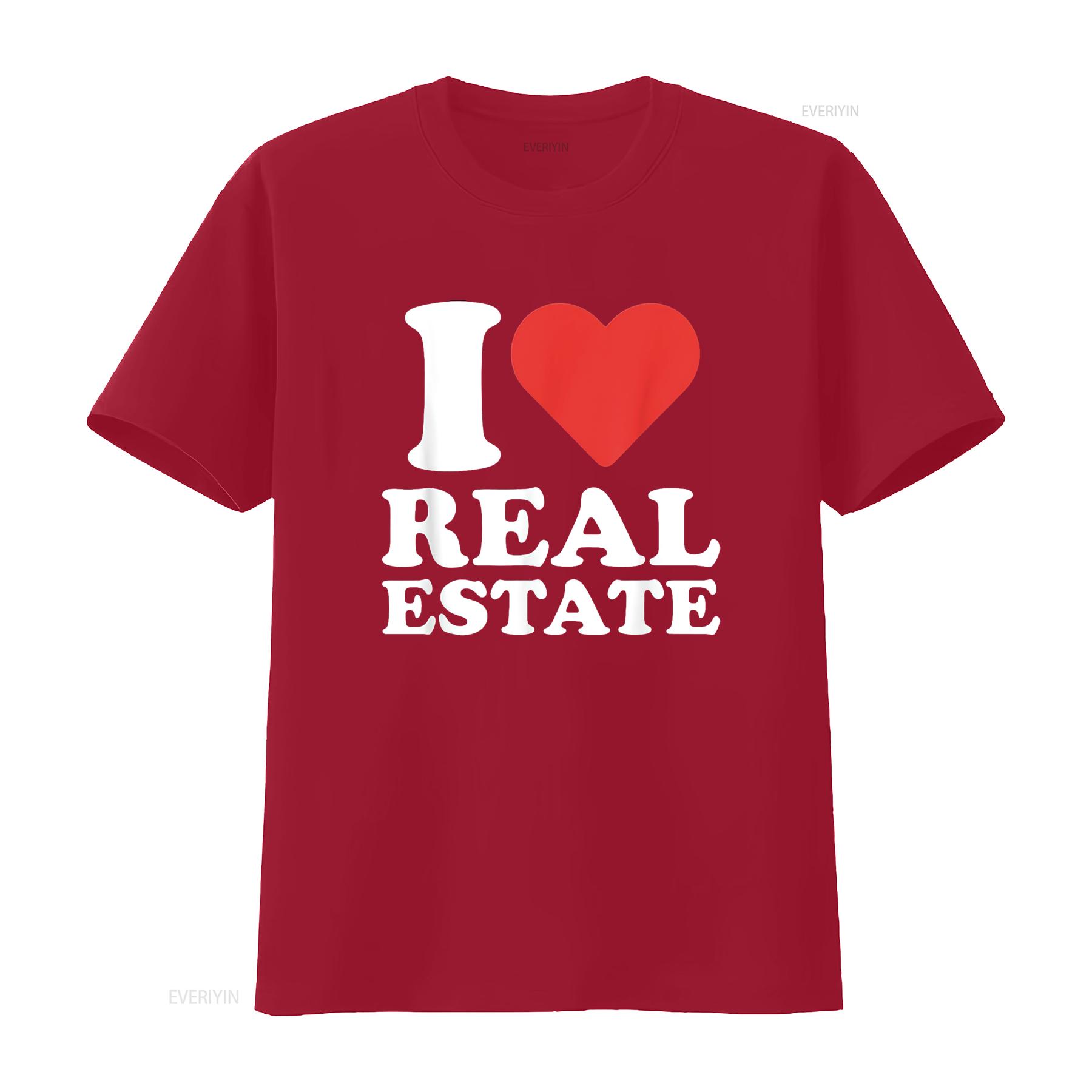 

Womens I Love Real Estate For Realtors T Shirt Black 2XL vintage Washed Stretched streetwear Soft Versatile graphic Unisex S