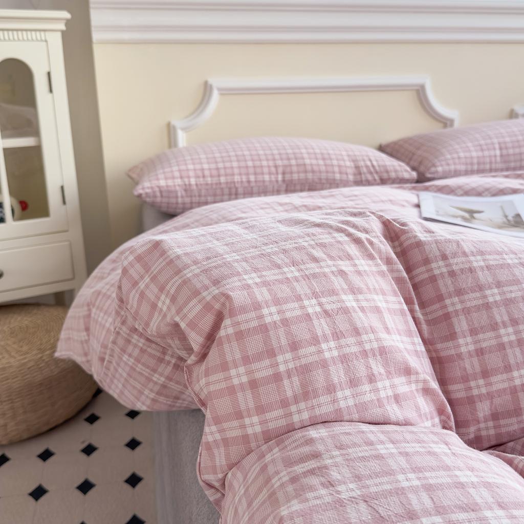 Sleepy Grid Cotton, Pure Cotton, Washed Cotton, Simple Striped Single Duvet Cover