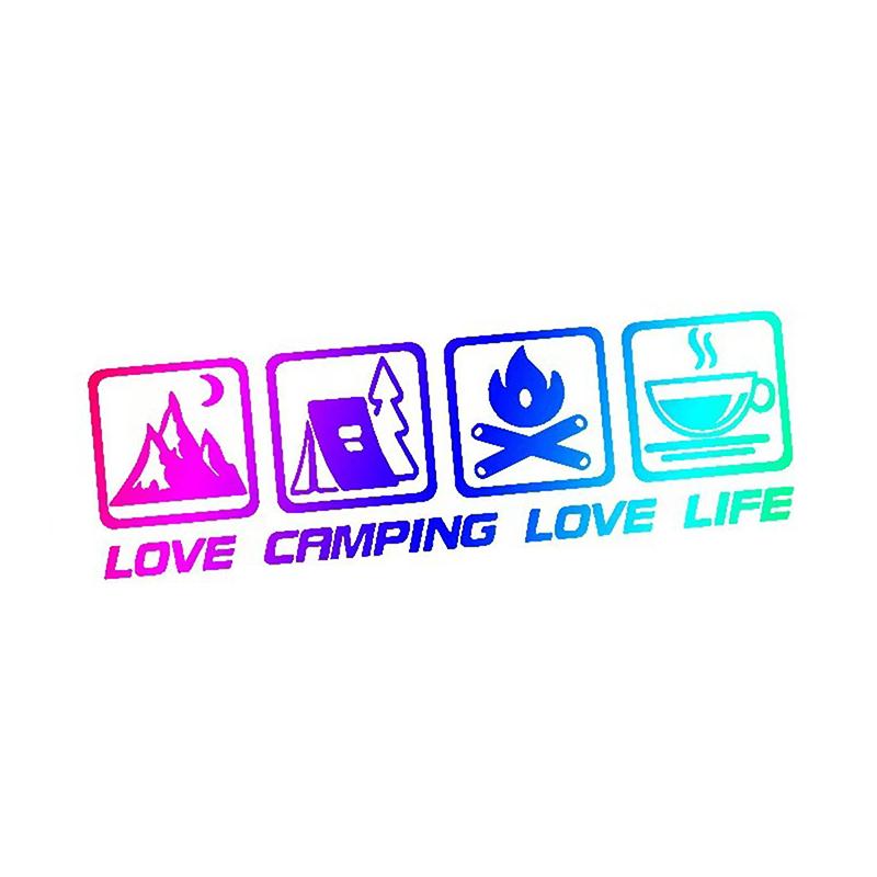 Love Camping, Love Life. Car Sticker Decoration Waterproof For Window And Bumper Stickers Of Cars, Trucks And Motorcycles