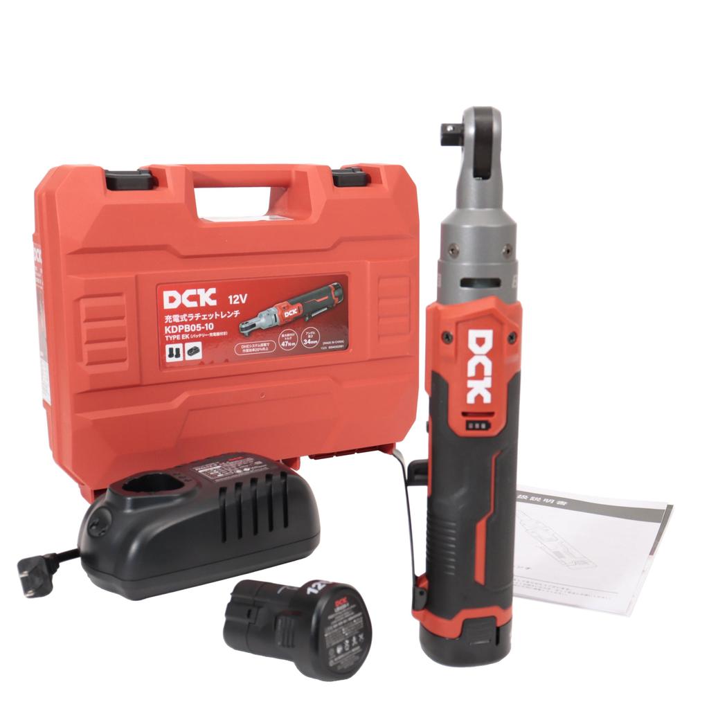 DCK 12V Cordless Ratchet Wrench Brushless Maximum RPM of 480 Sq Square 47 Tightening Full Set Two Ah Batteries 3 A Charger and KDPB05-10(EK) Motor,
