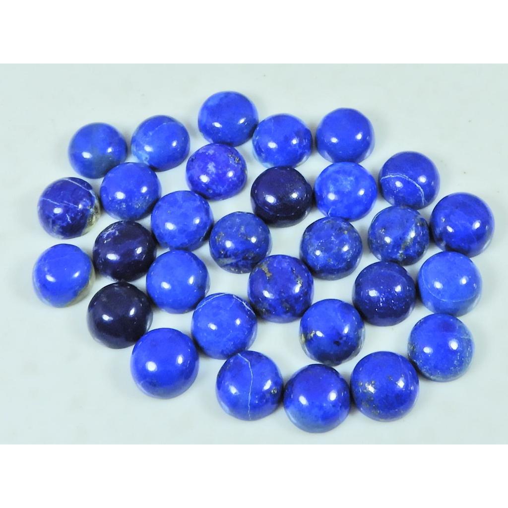 7X7MM Natural Lapis Lazuli Round Shape Cabochon Loose Gemstone 30 Pcs Lot C-3755