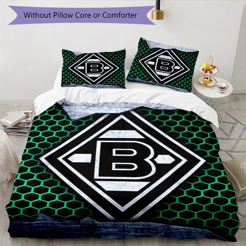 3pcs Borussia Mönchengladbach LOGO pattern bedding set duvet cover set includes duvet cover &pillowcases, perfect all season bedroom decoration & gift