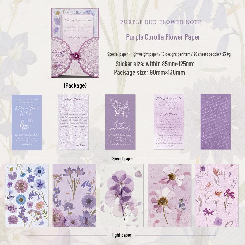 Yiniao Retro Journaling Material Paper: Grass & Flower Series - 6 Styles