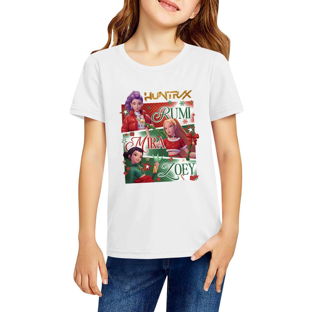 Fashionable Round Neck Short Sleeve Work Clothes Printed Tops For KID Summer Tops