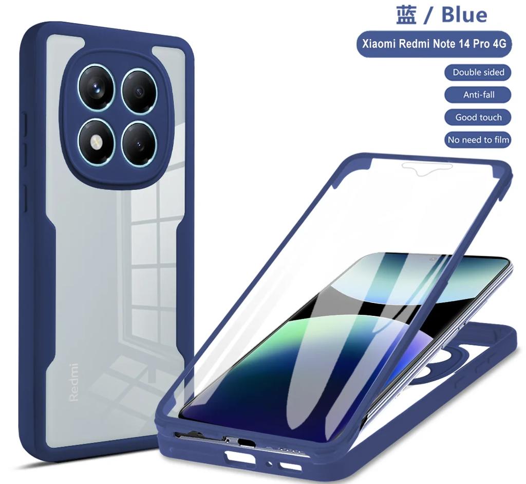 Front Back Double Protection Cover For Xiaomi Redmi Note 14 Pro Plus 11S 10S 9S 9A 9C 9T 13 Pro Plus 5G 4G Full Body Clear Case