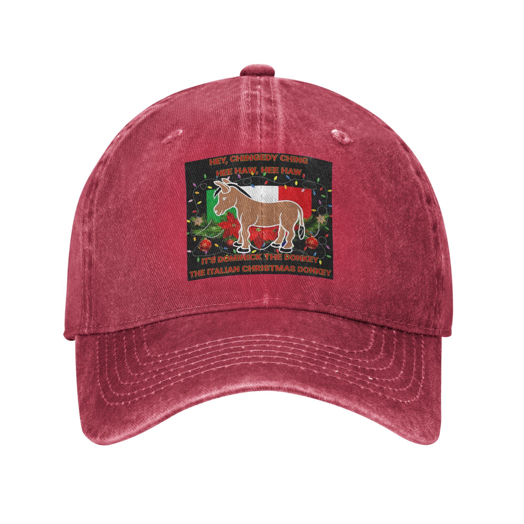 Dominick The Italian Christmas Donkey Denim Fabric Cap Casual Baseball Caps Adjustable Hat Summer Unisex Baseball Hats One Size
