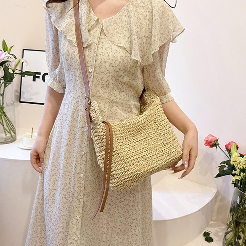 Women's Woven Handbag Luxury Designer Beach Bag Large Capacity Female Straw Hobo Bag Fashion Travel Shoulder Crossbody Bags